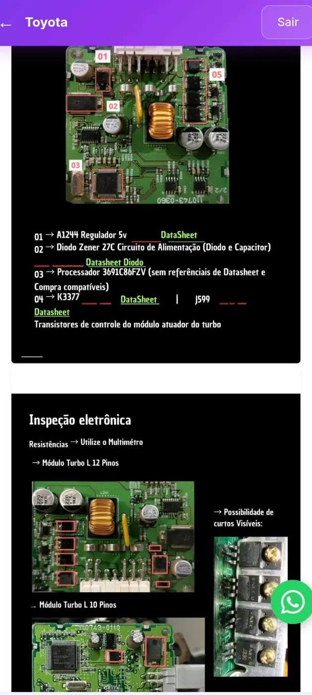 Inspeção eletrônica do módulo turbo